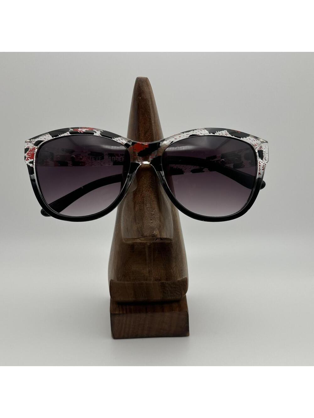 Steve Madden Oversized Cat Eye Sunglasses Black Clear Red Patterned Frames